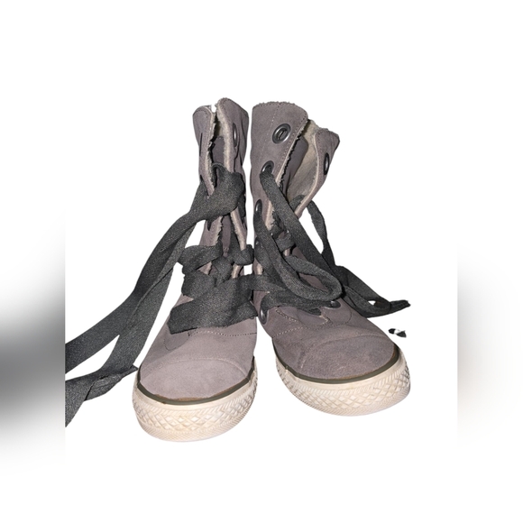 Converse Chuck Taylor Beverly Grey Suede High Top Lined Sneaker Women's sz 8.5 - Picture 4 of 10